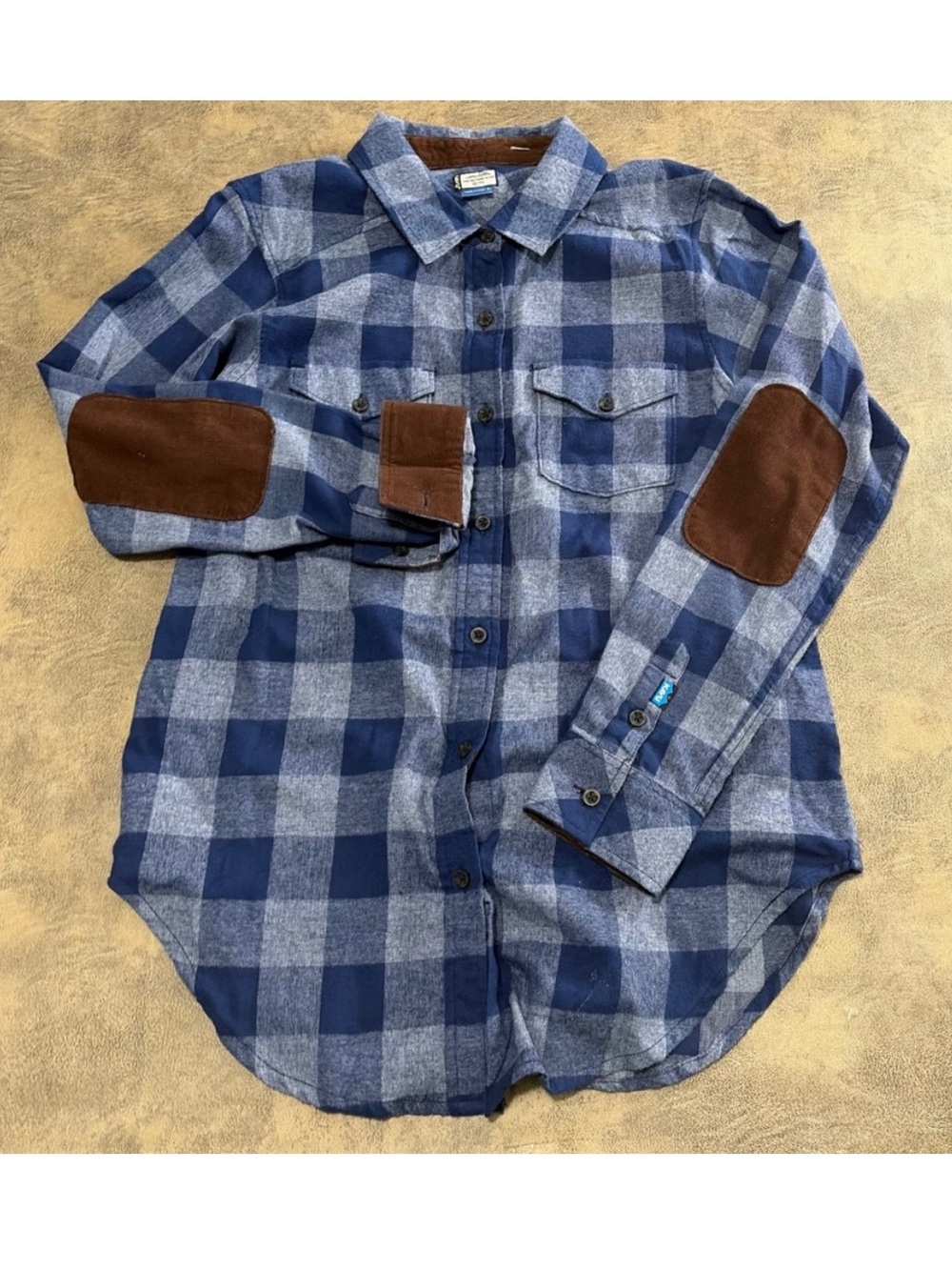 Kavu Women’s Medium Blue Flannel Plaid shirt. 100% cotton